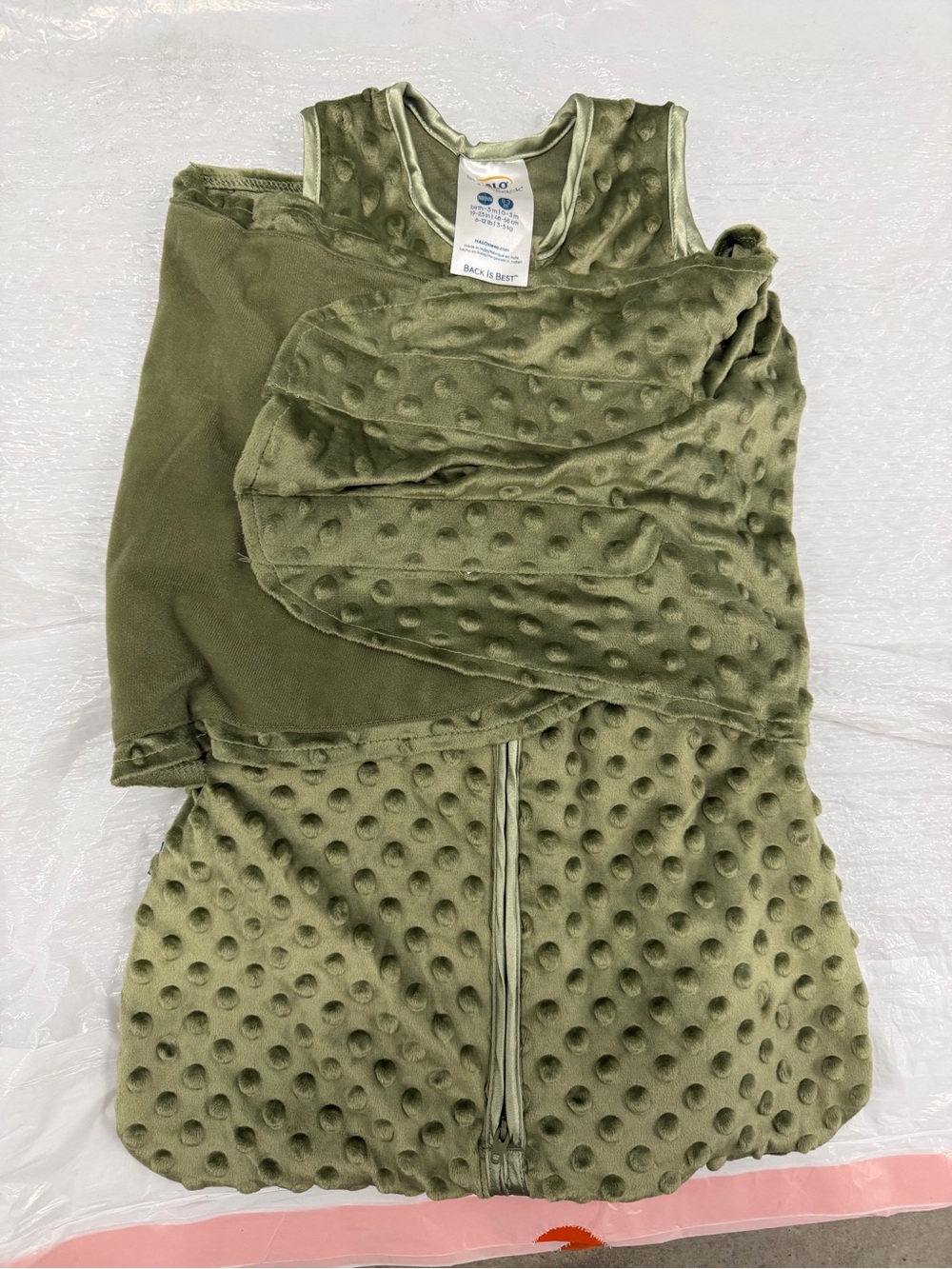 Halo Baby Sleep Sack in Olive Green with Raised Dot Texture